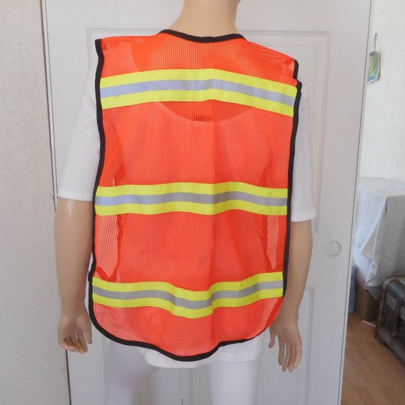 Set of 3 Safety Vests Orange Mesh - Picture 9 of 9
